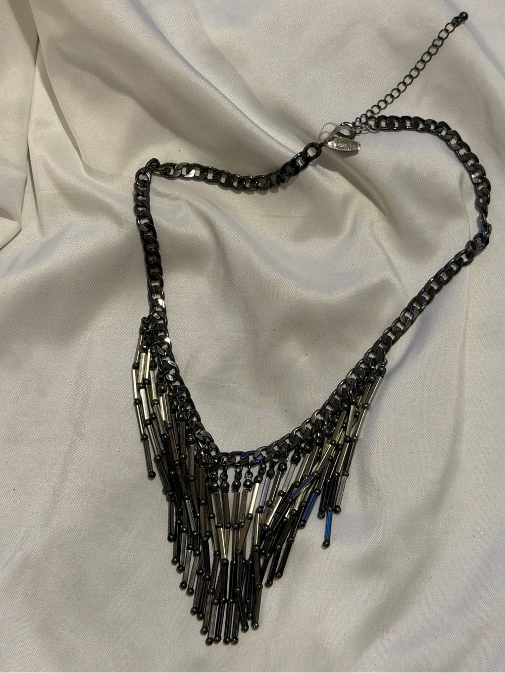 Gunmetal Fringe Statement Necklace - Women Jewelry